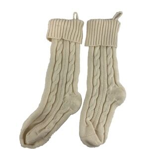 2 Ivory Stockings Christmas Decoration Soft Plush Knit 18" slouchy cottagecore